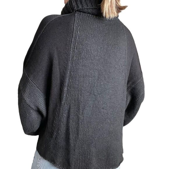 Helmut Lang Womens Black Alpaca Blend Oversized Turtleneck Lightweight Sweater - Picture 5 of 9
